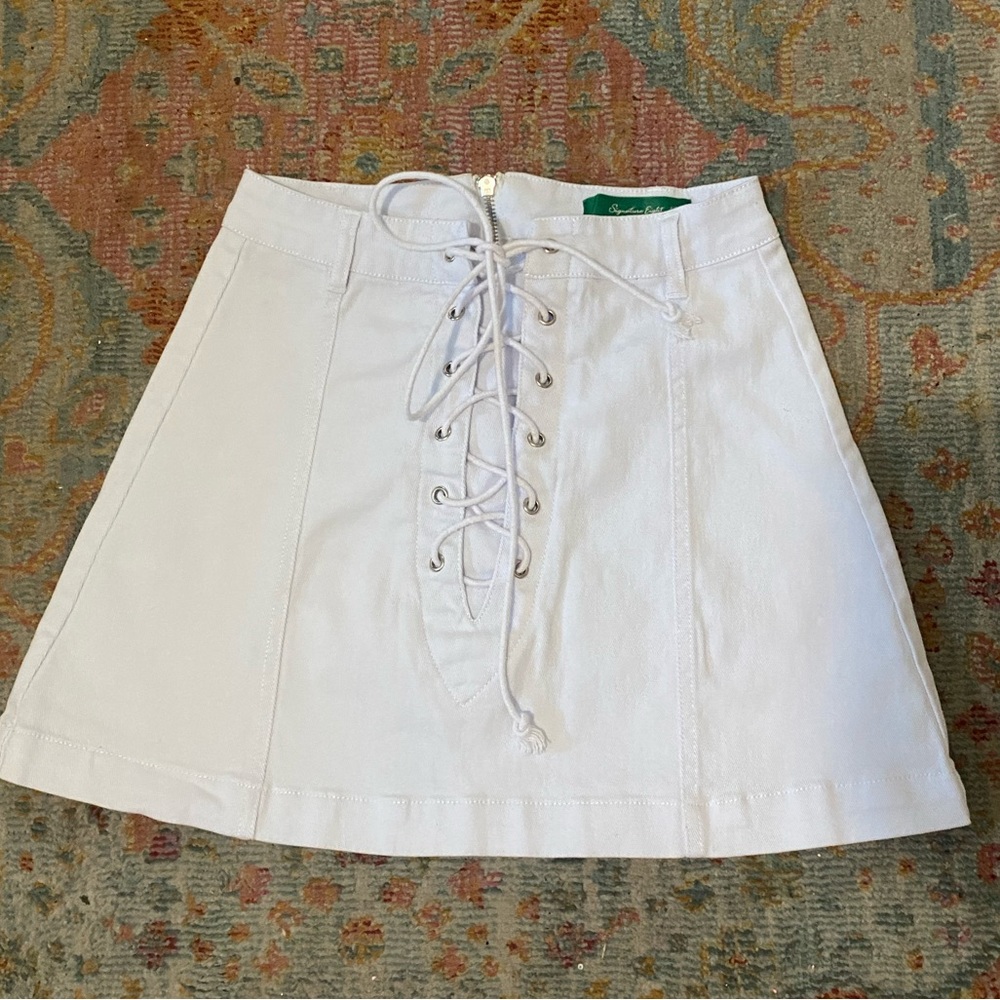 lace up mini skirt